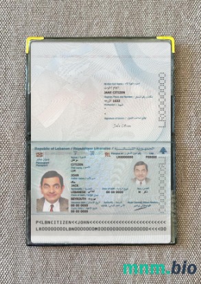 Liban paszport 2022-obecnie fotowygląd, skan i fotorealistyczny snapshot, 2 w 1